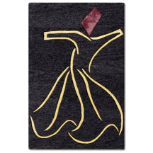 Golden Whirling Dervish Hand Tufted Wool Viscose Wall Rug
