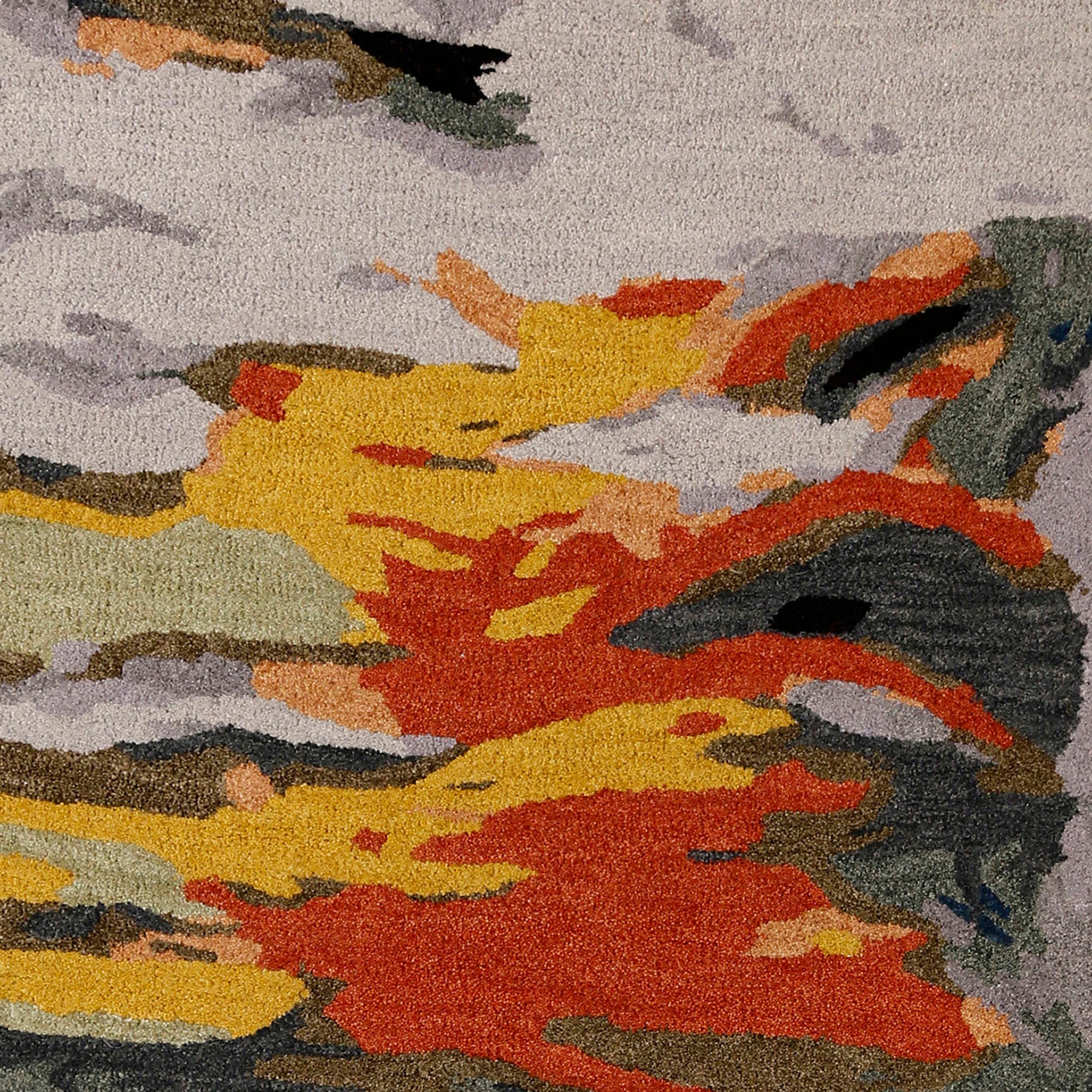 Abstract Flame Brushstroke Hand Tufted Wool Wall Rug