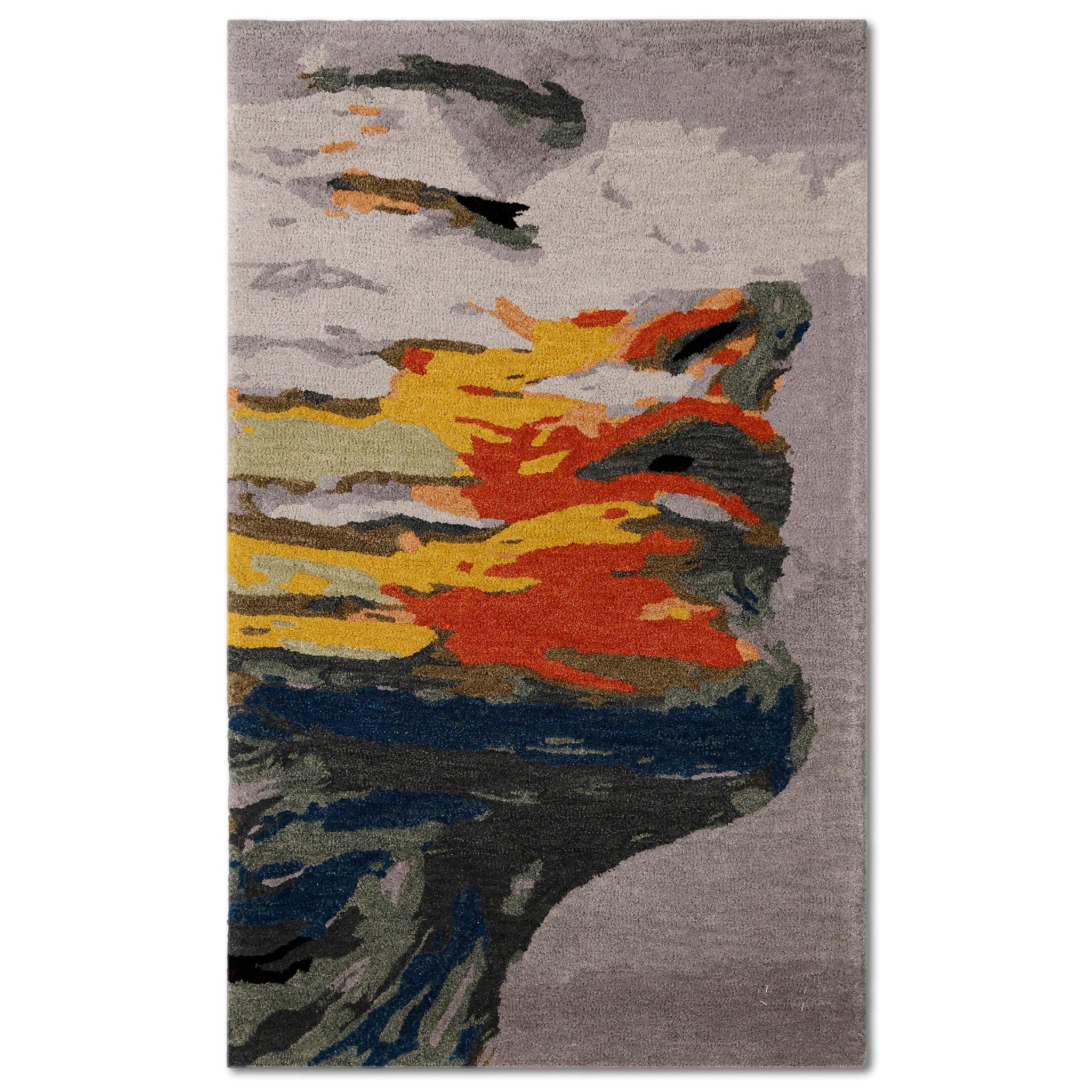 Abstract Flame Brushstroke Hand Tufted Wool Wall Rug