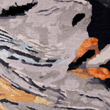 Abstract Grey Brushstroke Hand Tufted Wool Wall Rug