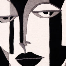 Monochrome Cubist Face Hand Tufted Wool Wall Rug