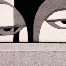 Monochrome Cubist Face Hand Tufted Wool Wall Rug