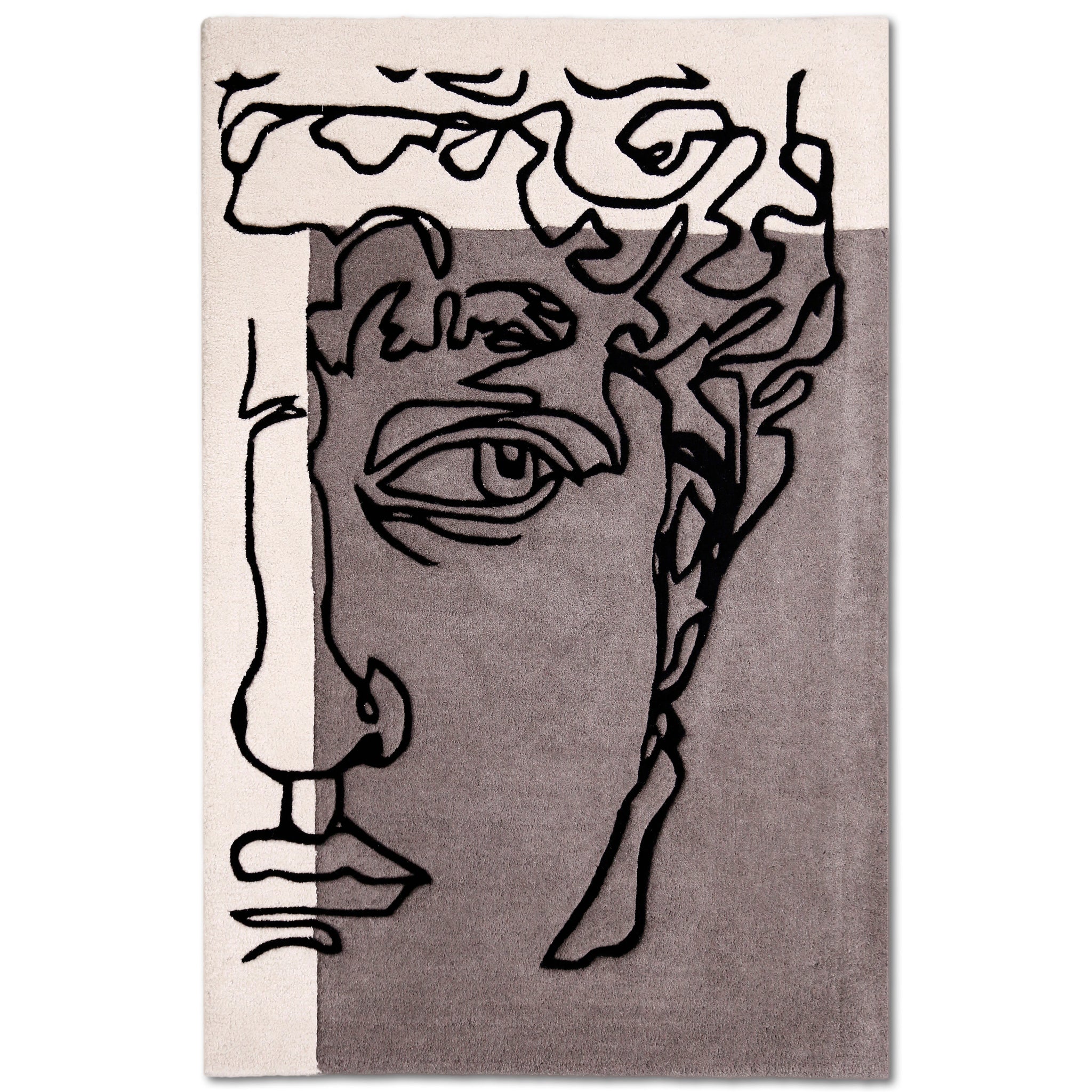 Abstract Classical Face Hand Tufted Wool Wall Rug