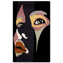 Copper Accent Abstract Face Hand Tufted Wool Wall Rug