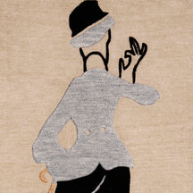 Grey Suit Gentleman Silhouette Hand Tufted Wool Wall Rug