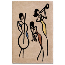 Jazz Trio Musicians Hand Tufted Wool Wall Rug
