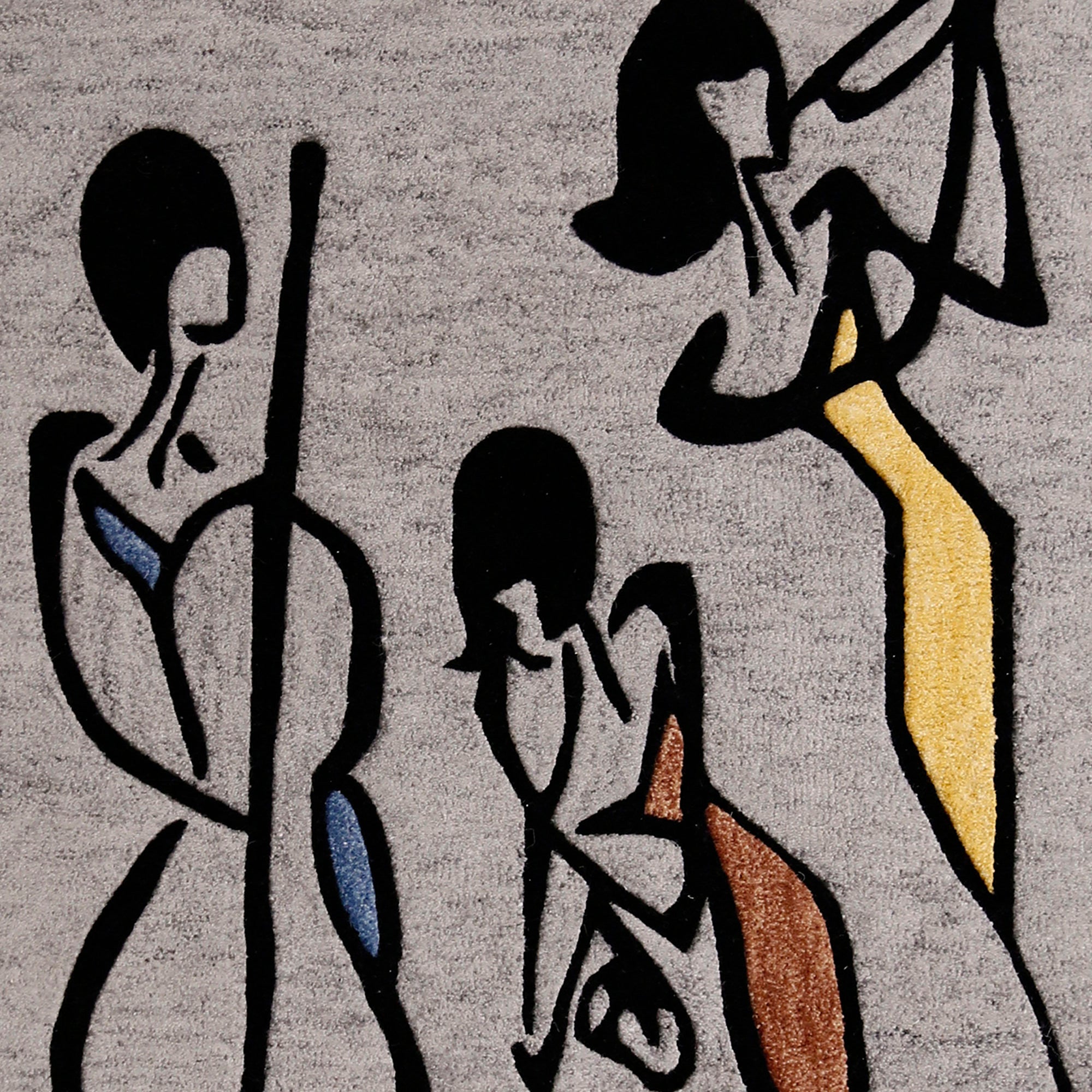 Grey Jazz Trio Musicians Hand Tufted Wool Wall Rug