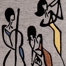 Grey Jazz Trio Musicians Hand Tufted Wool Wall Rug