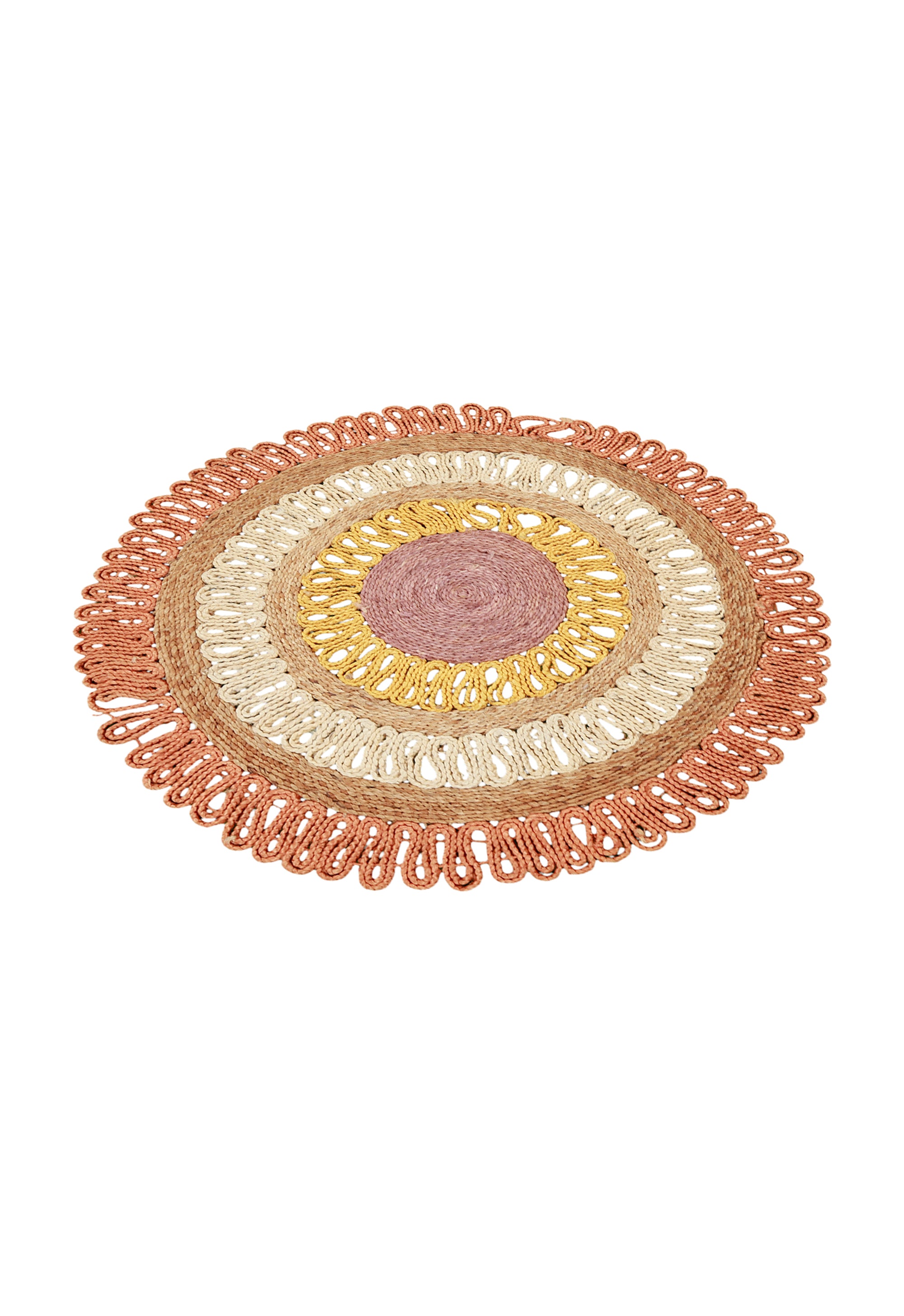 Golden Blush Round Dhurrie