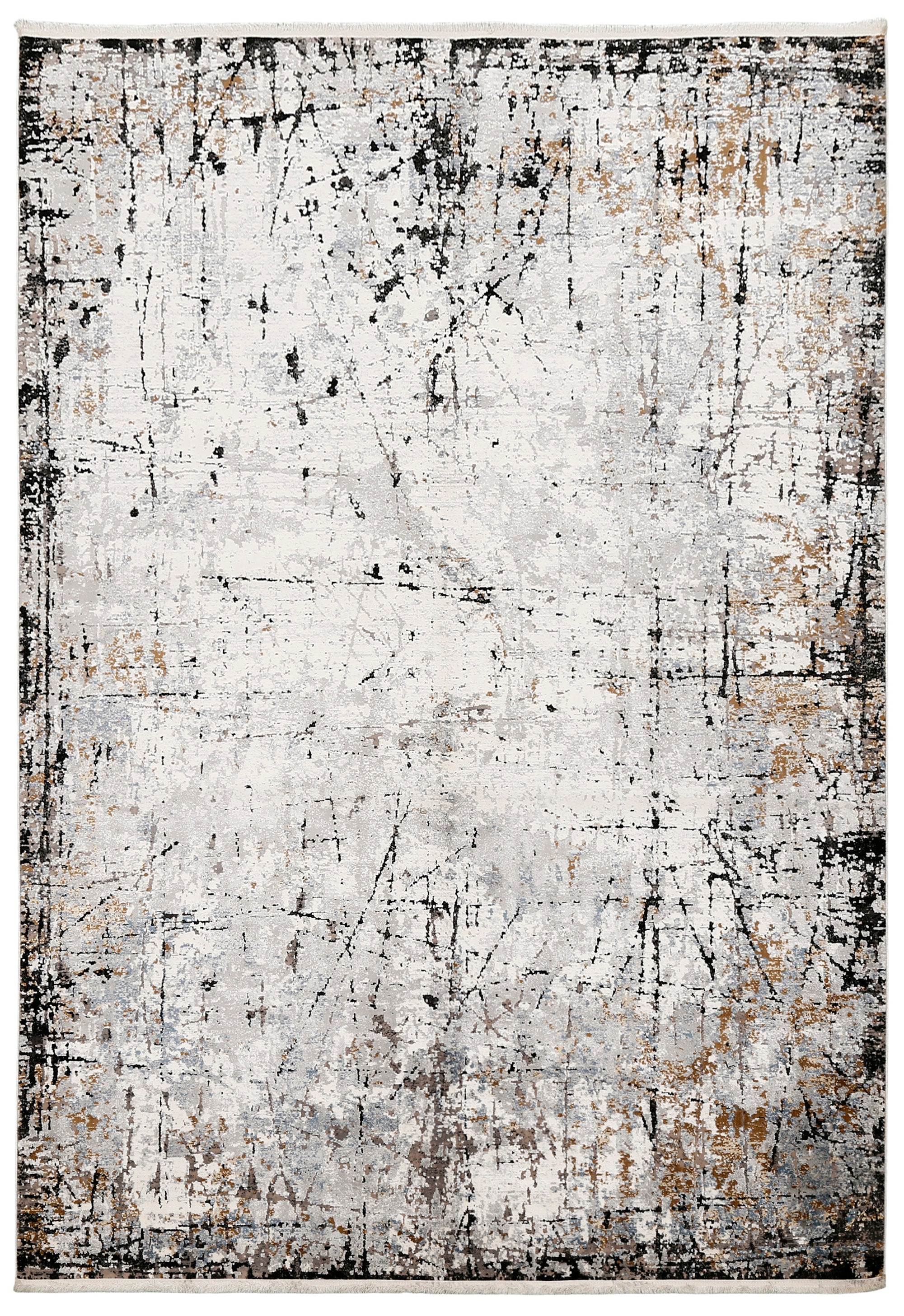 Black Abstract Distressed Rug
