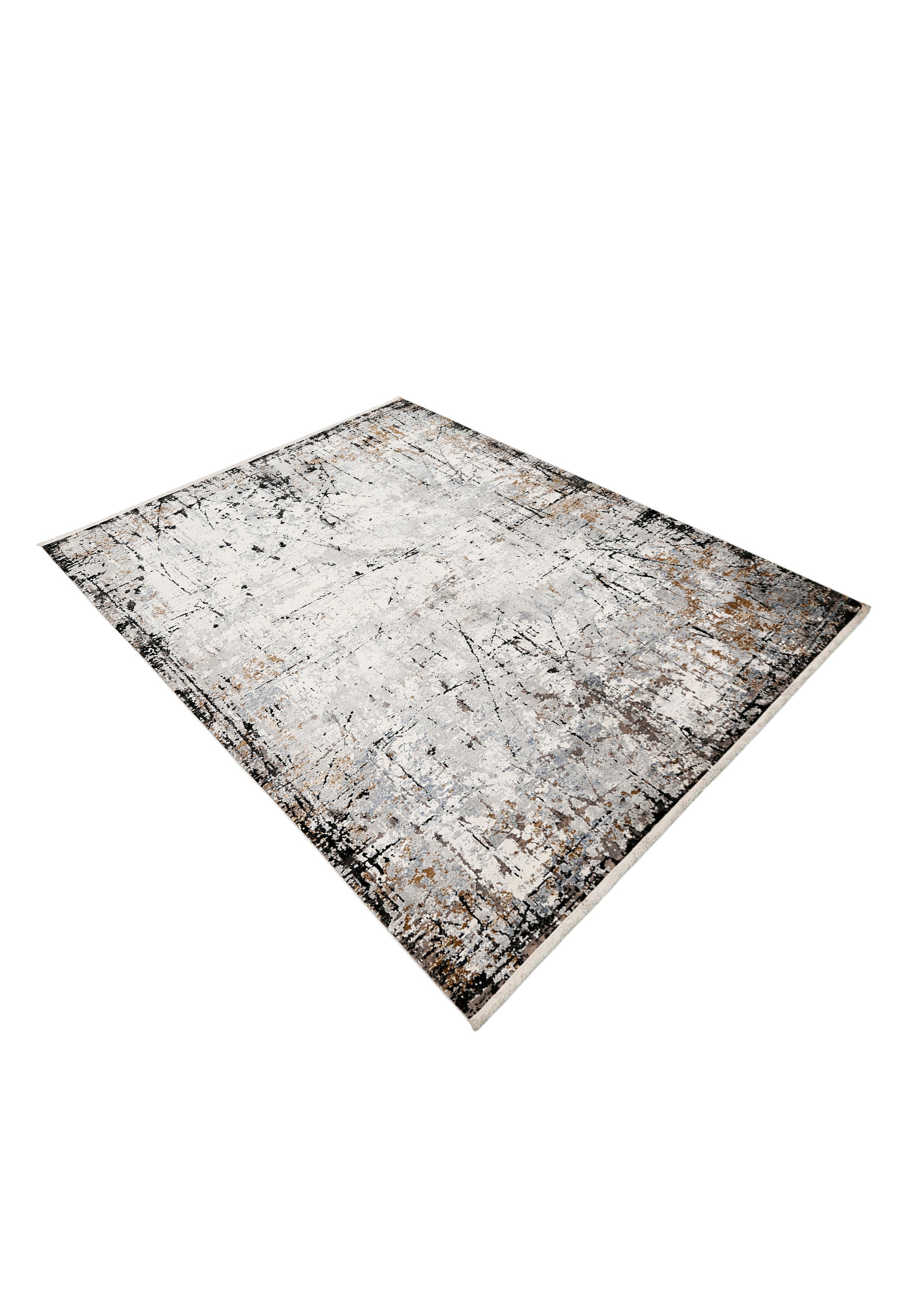 Black Abstract Distressed Rug