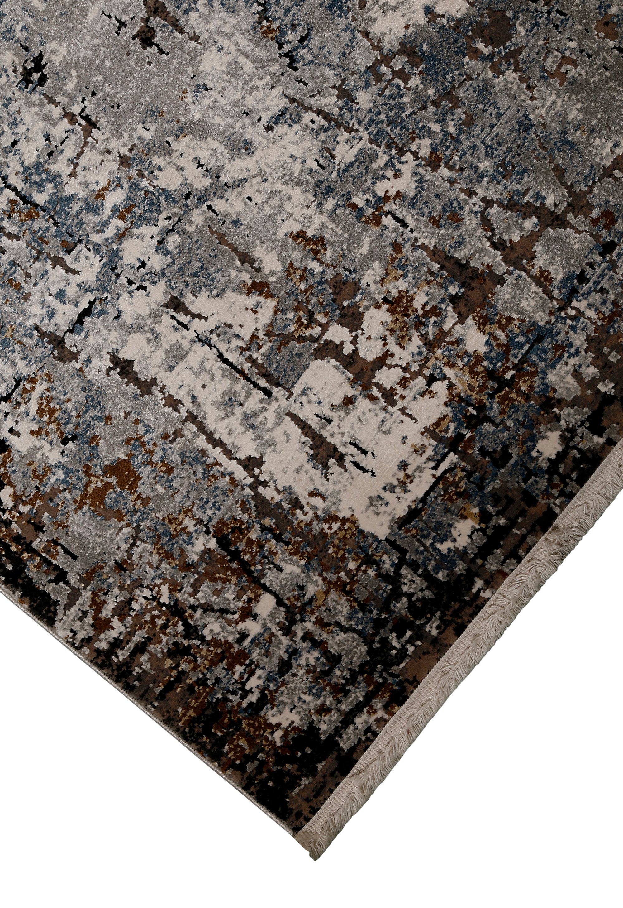 Black Abstract Distressed Rug