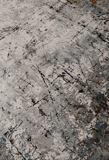 Black Abstract Distressed Rug