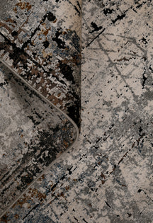 Black Abstract Distressed Rug