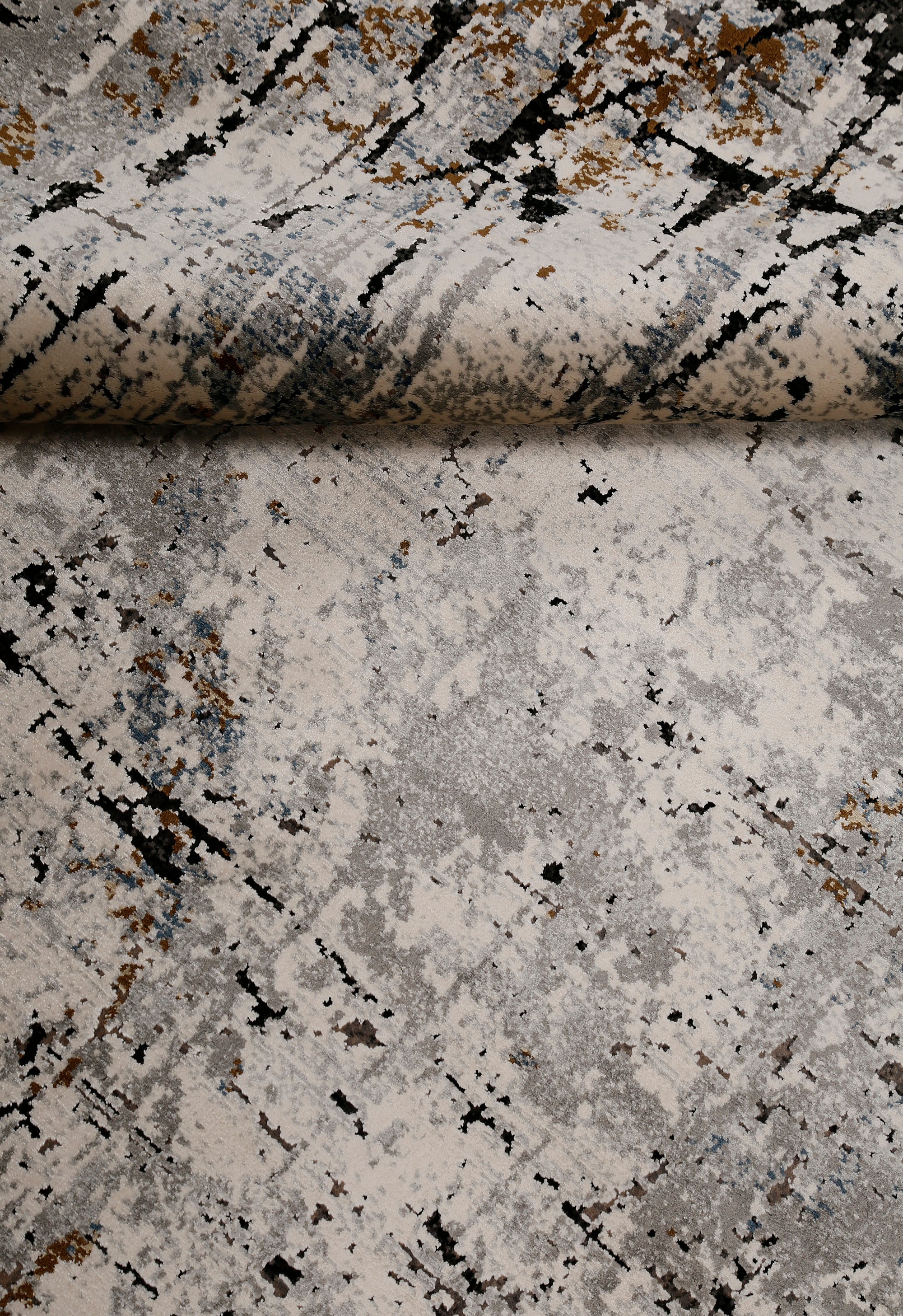 Black Abstract Distressed Rug