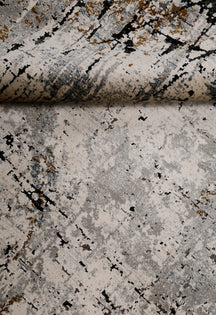 Black Abstract Distressed Rug