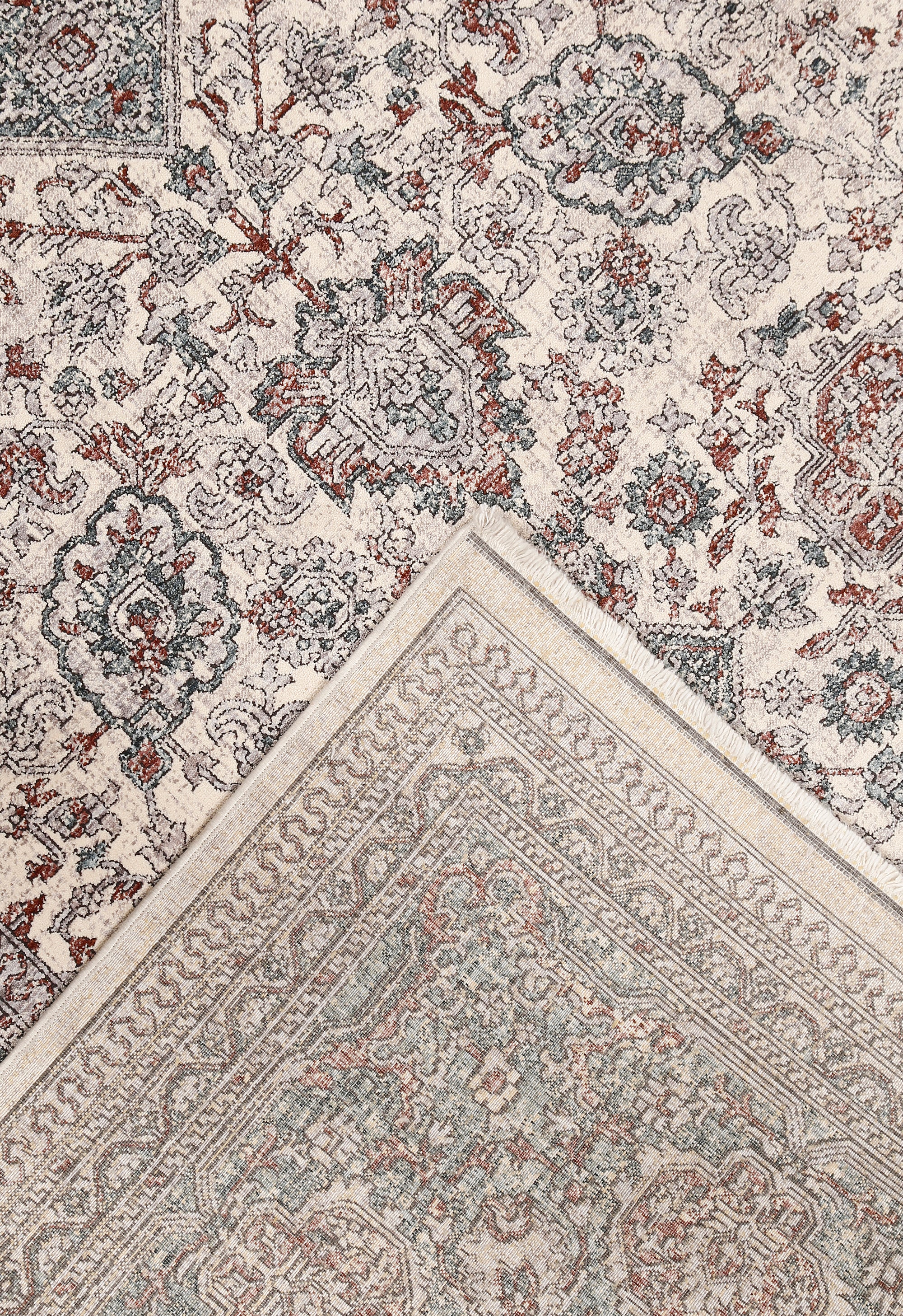 Beige Grey Floral Rug