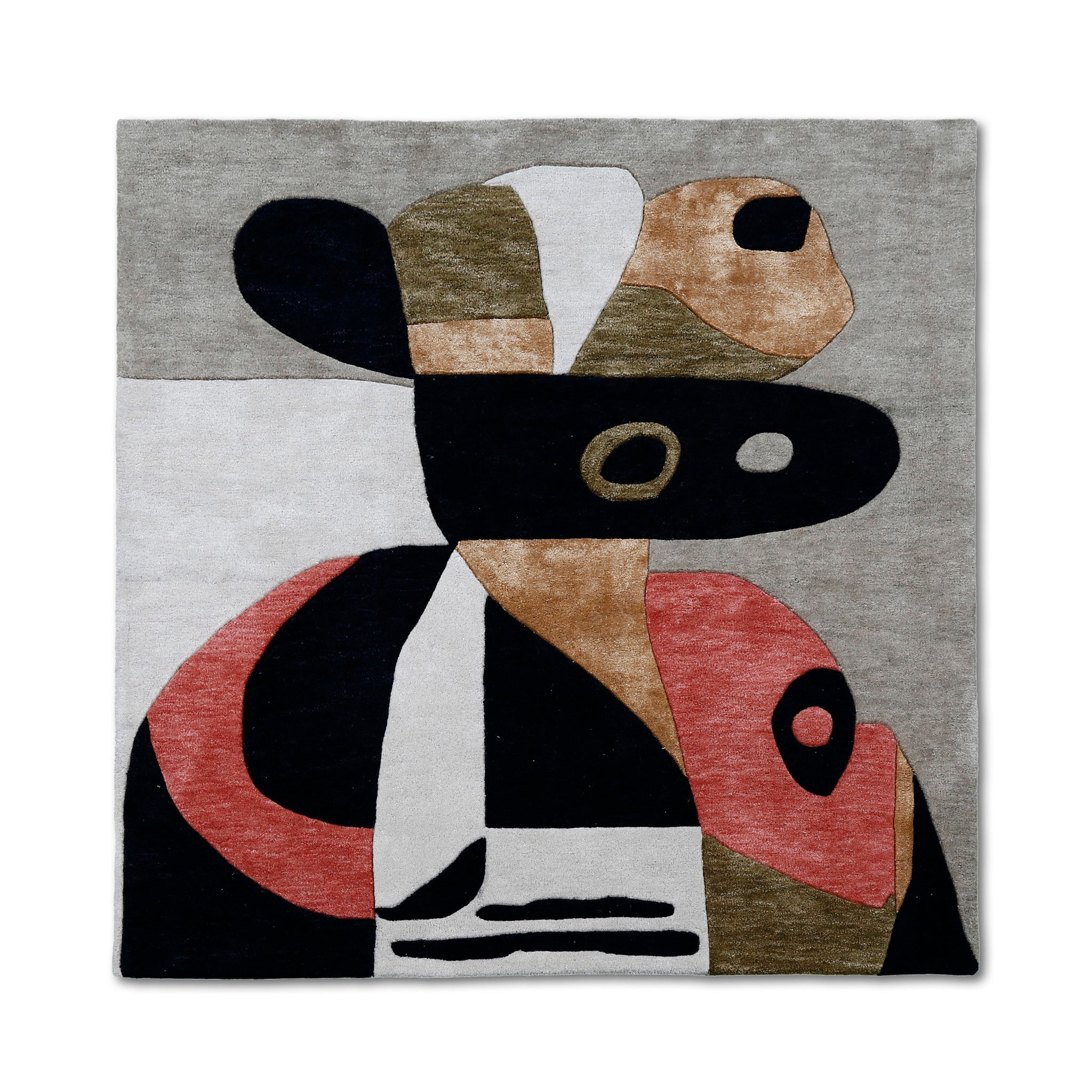 Abstract Cubist Faces Hand Tufted Wool Wall Rug