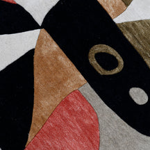 Abstract Cubist Faces Hand Tufted Wool Wall Rug