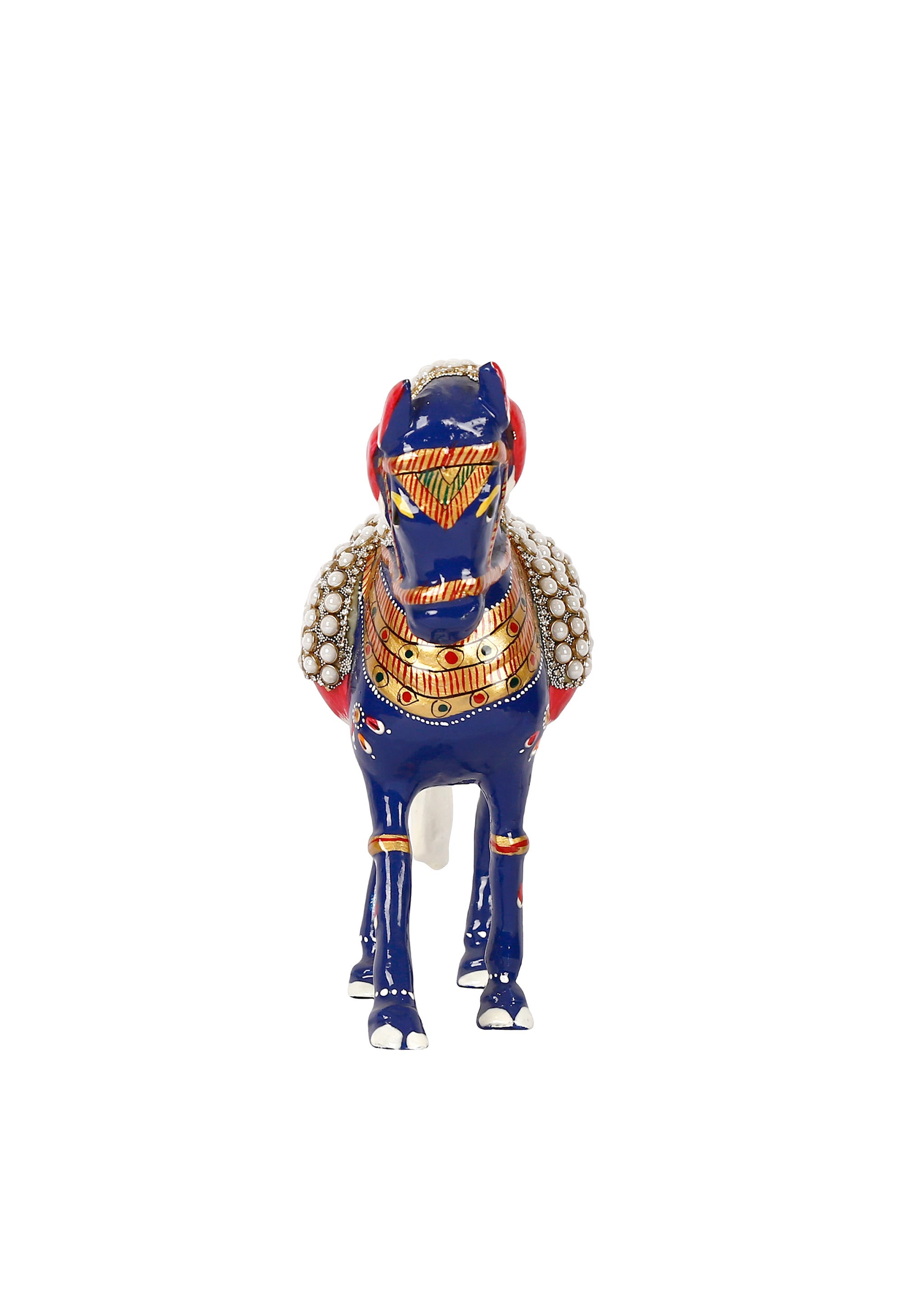 Royal Blue Metal Meenakari Horse