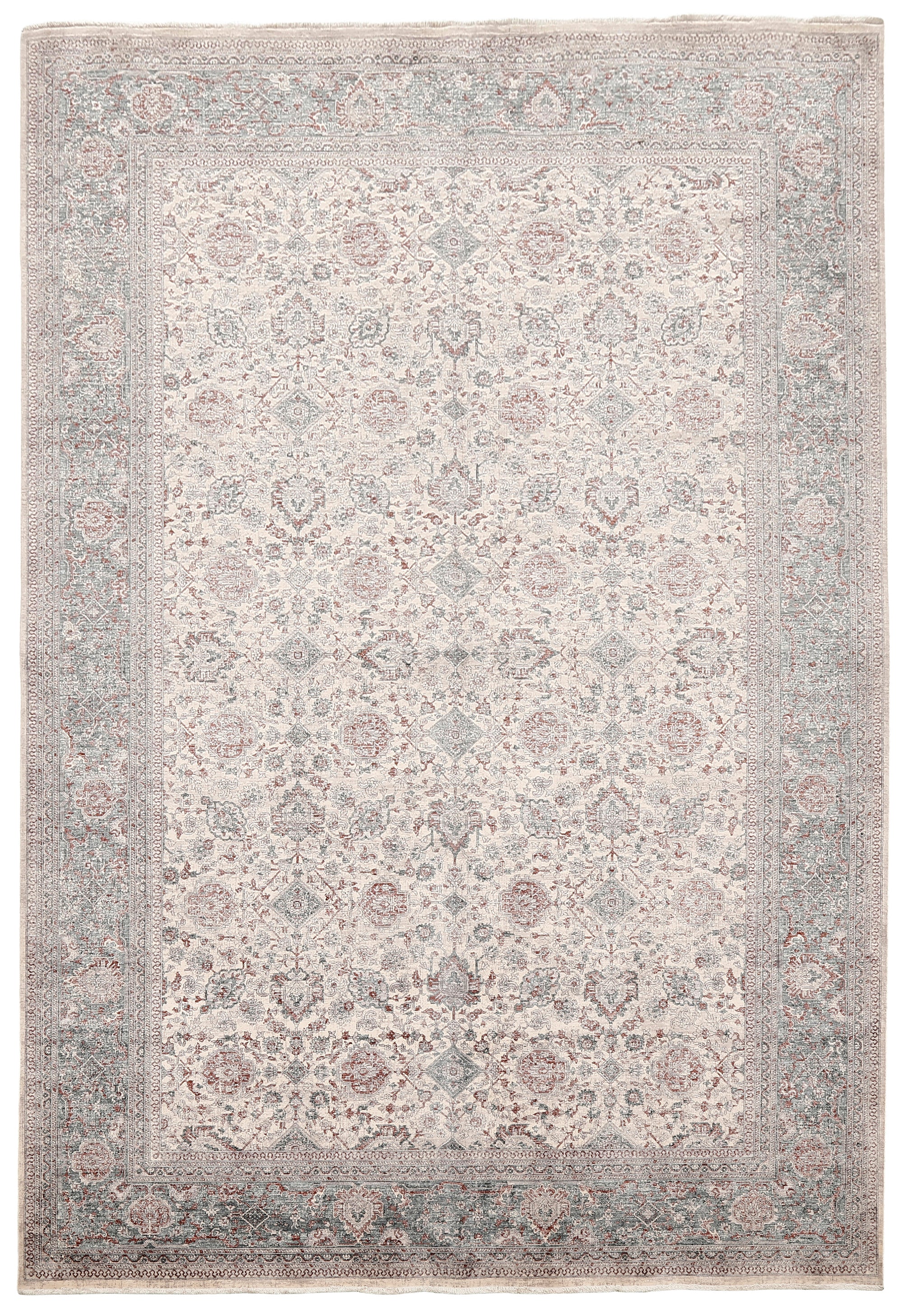 Beige Grey Floral Rug