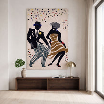 Jazz Dancing Couple Hand Tufted Wool Wall Rug