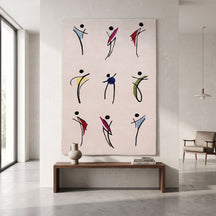 Abstract Dancing Figures Hand Tufted Wool Wall Rug