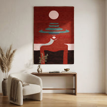 Abstract Lady Hat Hand Tufted Wool Wall Rug