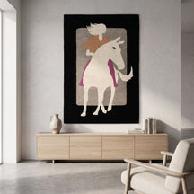 Girl on Horse Hand Tufted Wall Rug