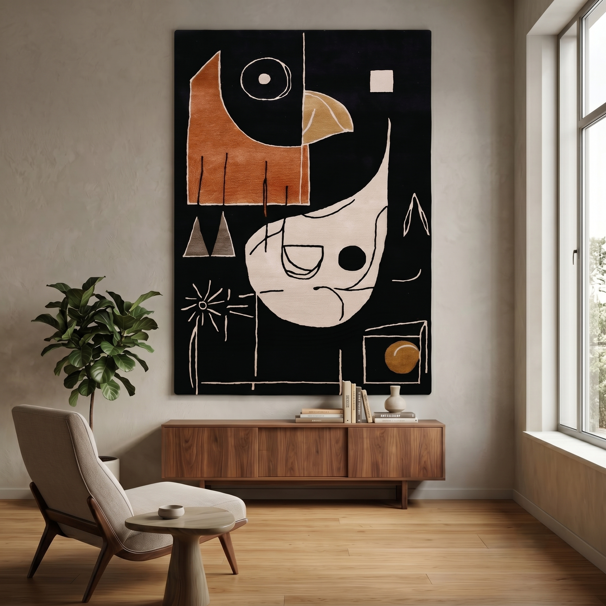 Ochre Mosaic Abstract Hand Tufted Wool Wall Rug