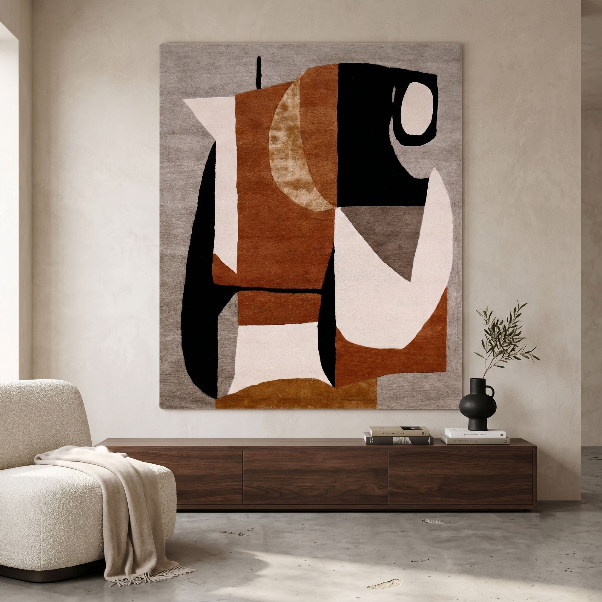 Abstract Geometric Hand Tufted Wool Viscose Wall Rug