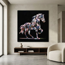 Geometric Horse Hand Tufted Wool Viscose Wall Rug