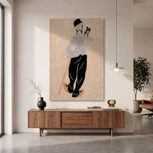 Grey Suit Gentleman Silhouette Hand Tufted Wool Wall Rug