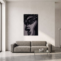 Monochrome Abstract Face Hand Tufted Wool Wall Rug
