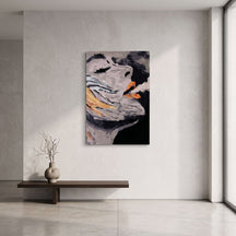 Abstract Grey Brushstroke Hand Tufted Wool Wall Rug