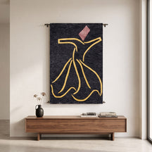 Golden Whirling Dervish Hand Tufted Wool Viscose Wall Rug