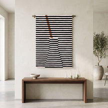 Brown Accent Striped Vase Hand Tufted Wool Wall Rug