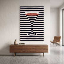 Red Cocktail Glass Hand Tufted Wool Viscose Wall Rug