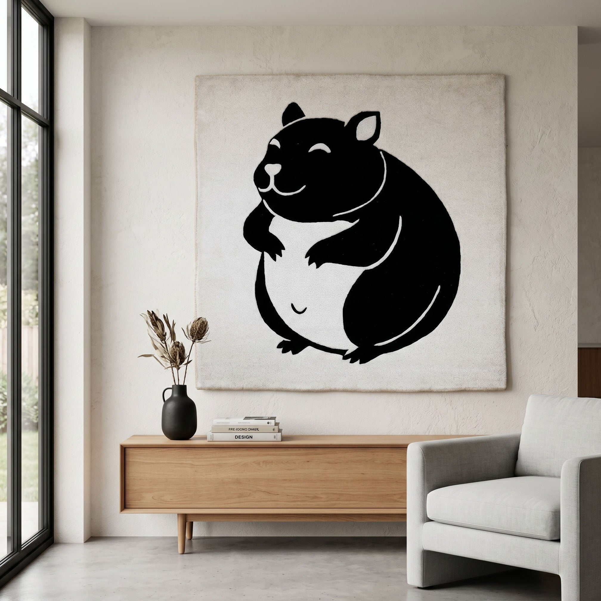 Cute Hamster Hand Tufted Wool Wall Rug