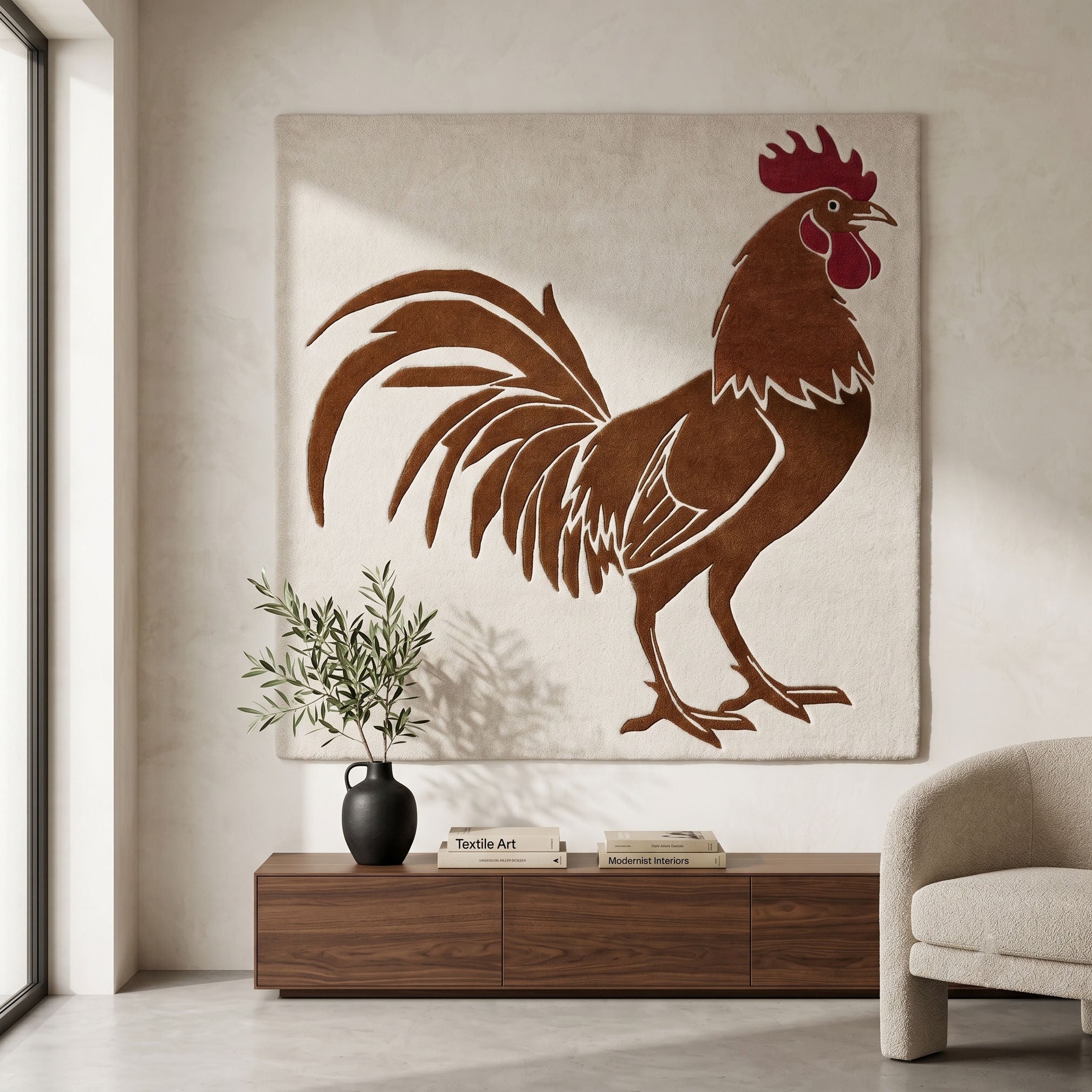 Rooster Hand Tufted Wool Wall Rug