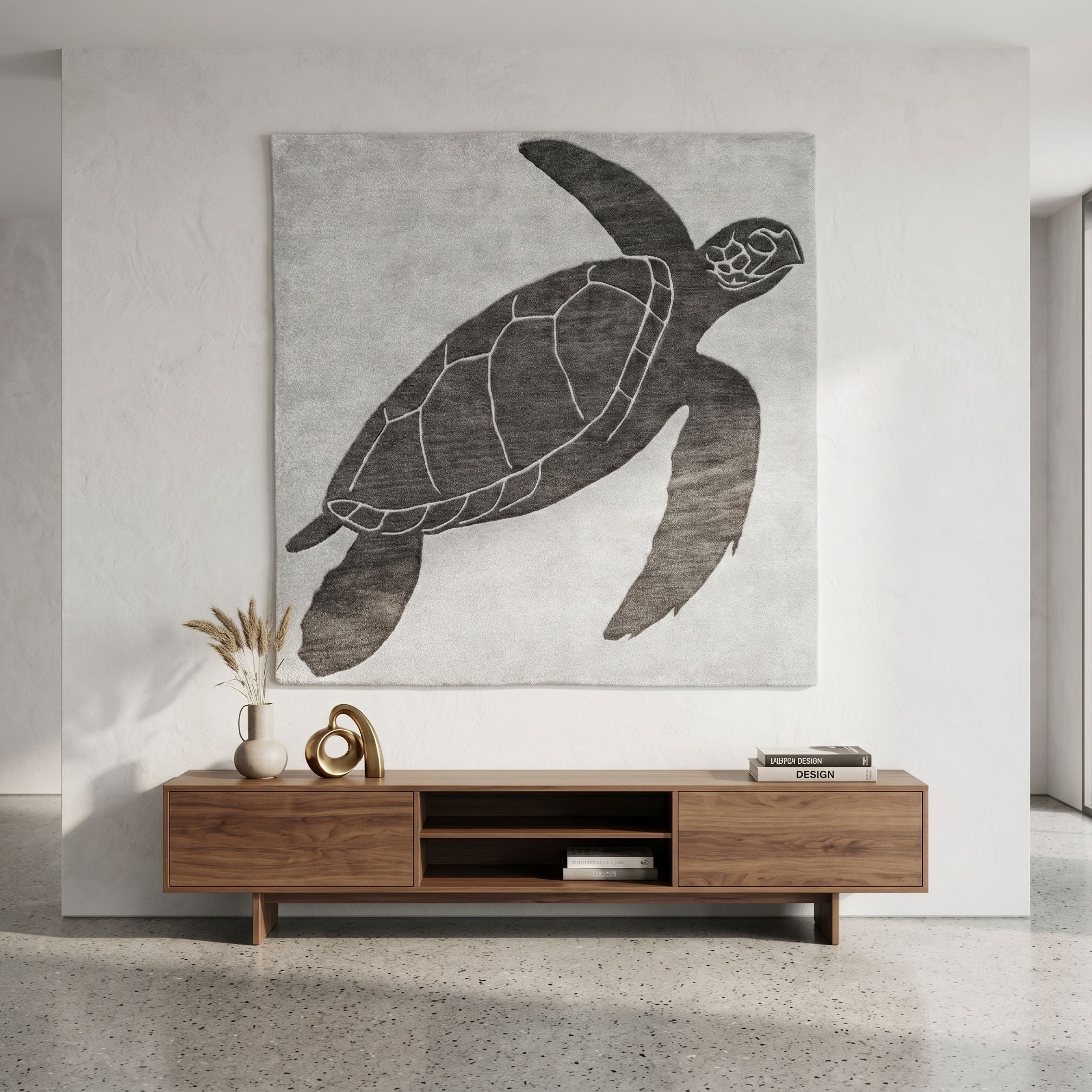 Sea Turtle Hand Tufted Wool Wall Rug