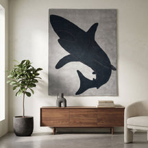 Black Shark Hand Tufted Wool Wall Rug