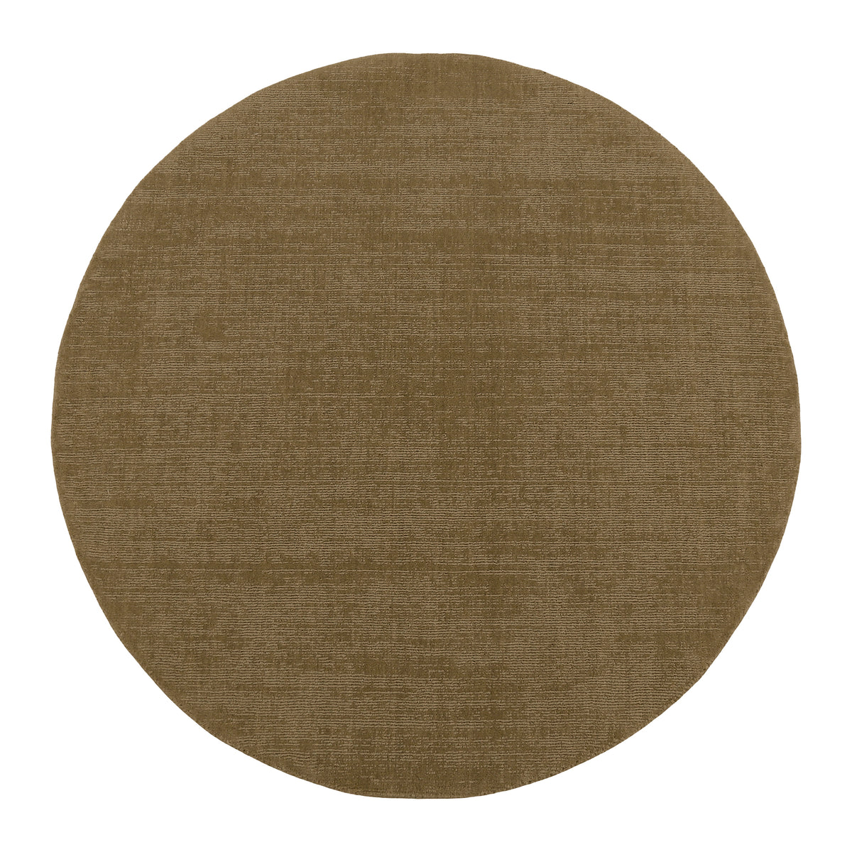 Full front view of beige round Hand Woven Loom Lori wool rug showing its plain design, circular shape and subtle woven texture.