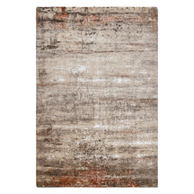 Copper Drift hand knotted modern rug in beige taupe ivory brown and copper-rust abstract textured design