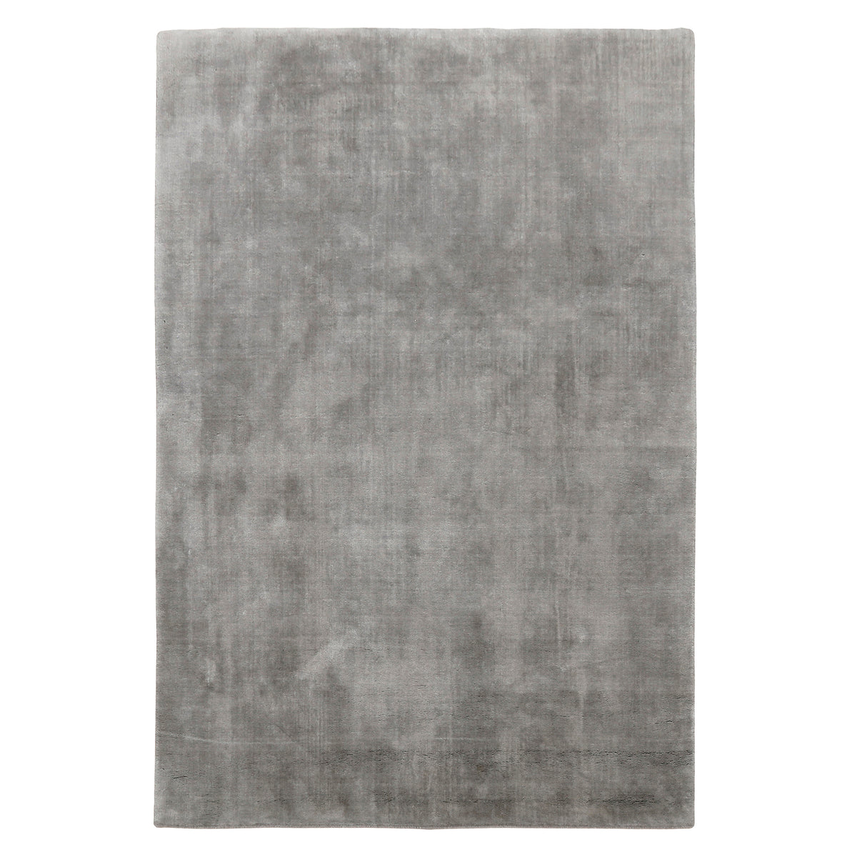 Full view of grey rectangular hand woven Loom Lori wool rug featuring a clean plain design and soft tonal texture.