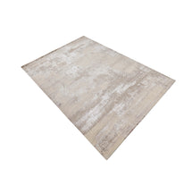 Ivory Haze hand knotted modern rug in ivory beige greige taupe and stone grey abstract distressed design