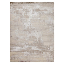 Ivory Haze hand knotted modern rug in ivory beige greige taupe and stone grey abstract distressed design