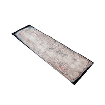 Ivory Shadow hand knotted runner rug in ivory beige taupe grey and charcoal abstract distressed design