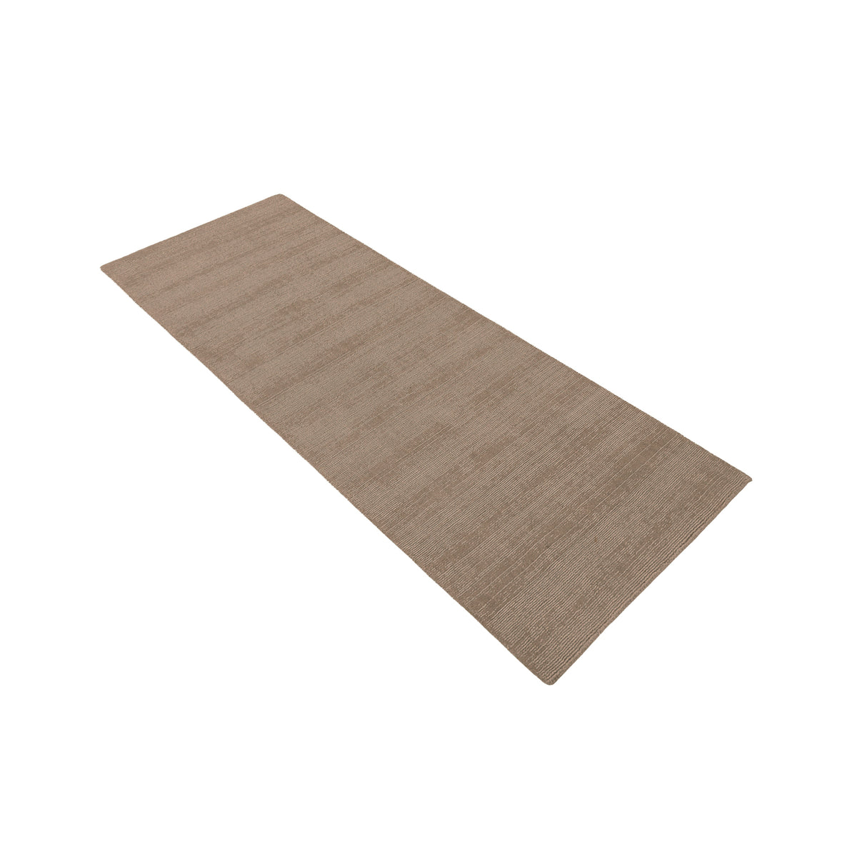 Angled view of Light Beige Hand Woven Loom Lori Runner wool rug showing its elongated rectangular shape and subtle woven texture.