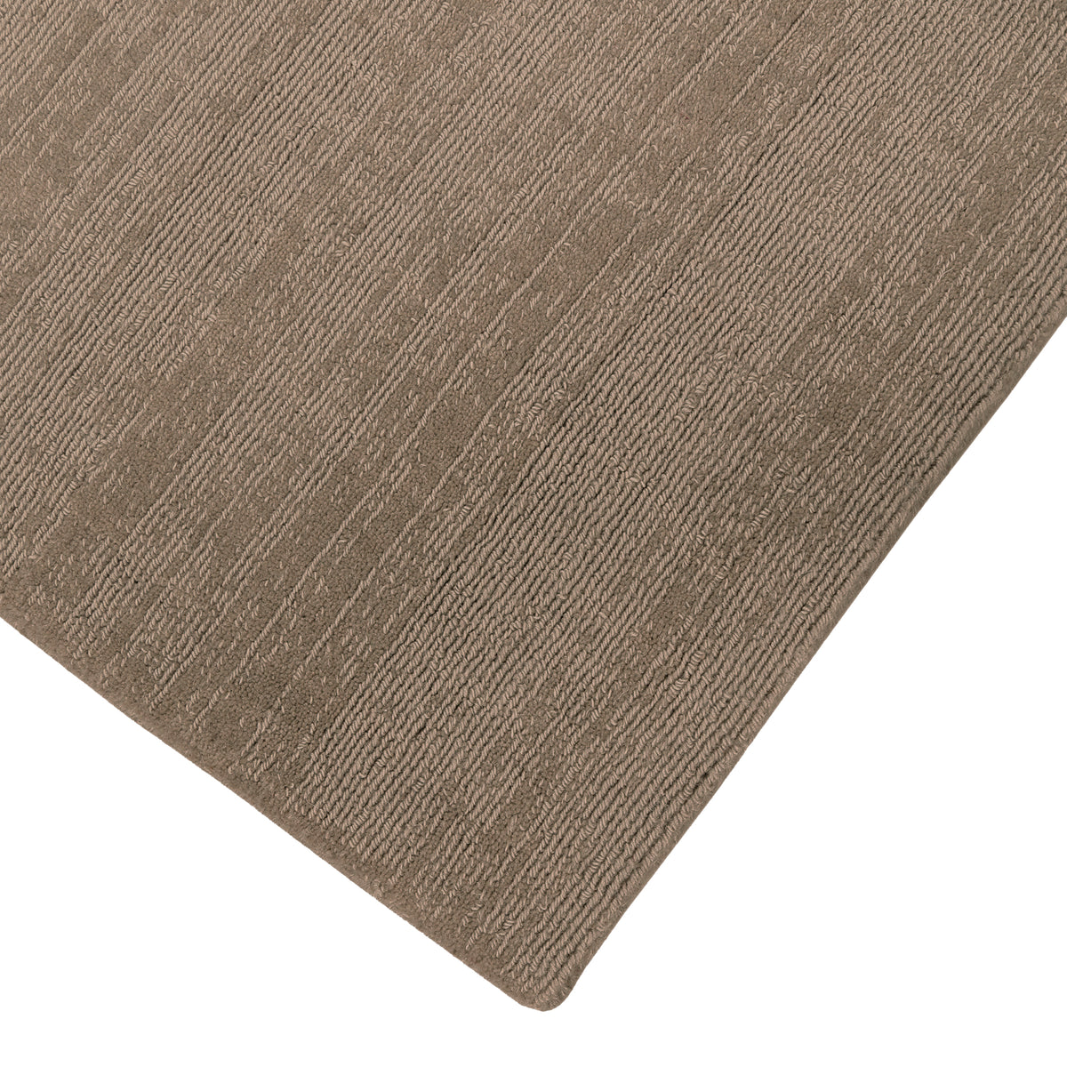 Close-up of Light Beige Loom Lori runner wool rug showing the detailed linear woven texture and neatly finished corner.